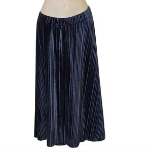 Ellos Navy Blue Ribbed Pleat Velvet Midaxi Skirt, Size 1X